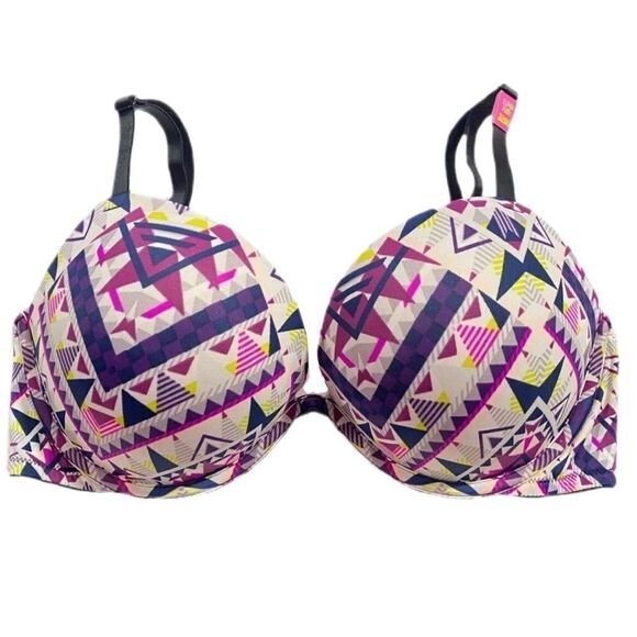 Victoria’s Secret Pink Super Push Up Bombshell padded bra multicolor 32DD - Picture 5 of 5